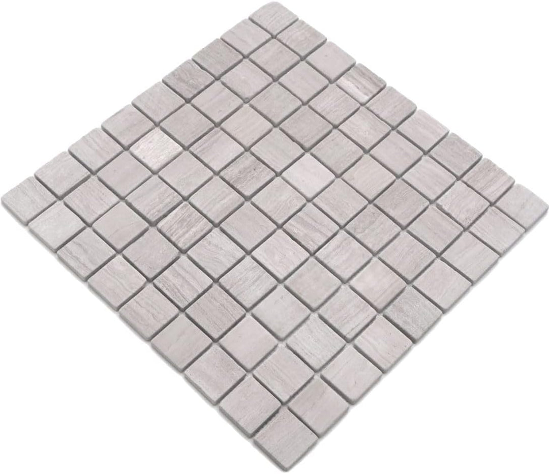Mosaik Quadrat uni Grau Streifen Marmor Naturstein Küche, Mosaikstein Format: 32x32x8 mm, Bogengröss