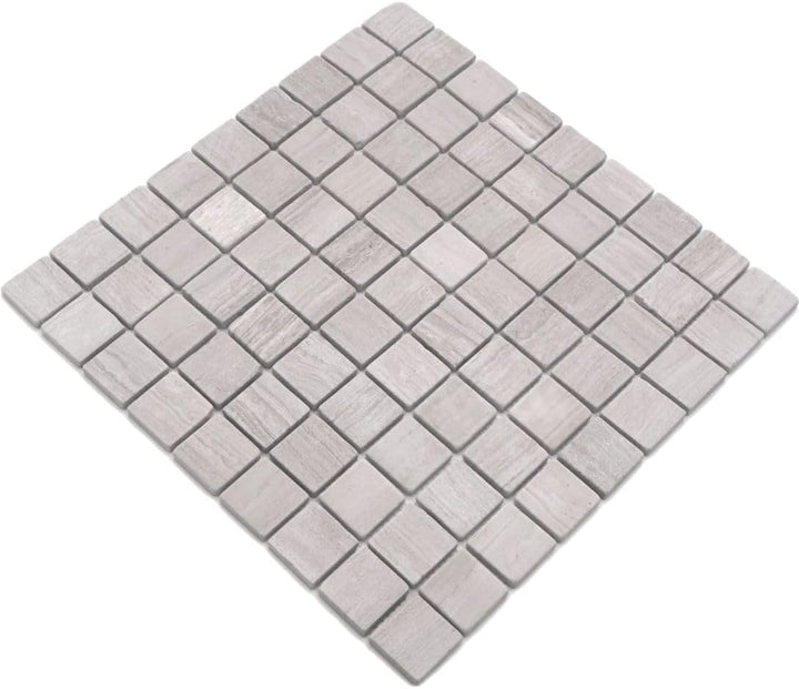 Mosaik Quadrat uni Grau Streifen Marmor Naturstein Küche, Mosaikstein Format: 32x32x8 mm, Bogengröss