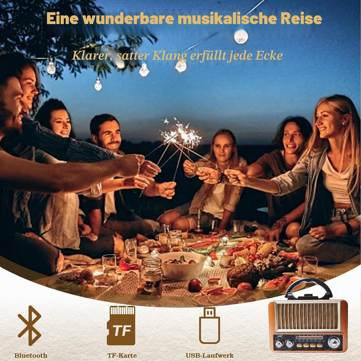 PORFOYO AM/FM/SW Retro Radio mit Bluetooth, Küchenradio Nostalgie Radio Klein, Kofferradio Transisto