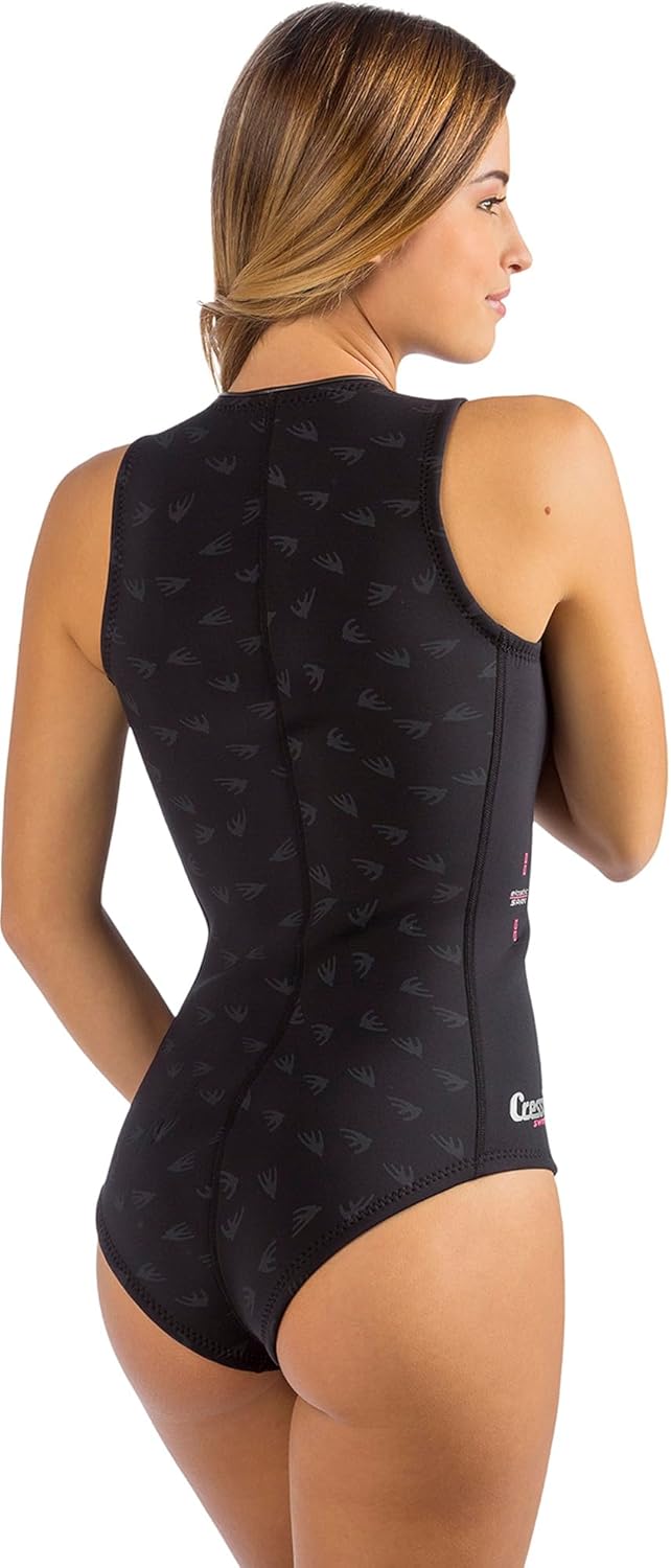 Cressi Termico Long Sleeve Lady Swimsuit Schwarz/Logo Rosa XL/5 Standard, Schwarz/Logo Rosa XL/5 Sta