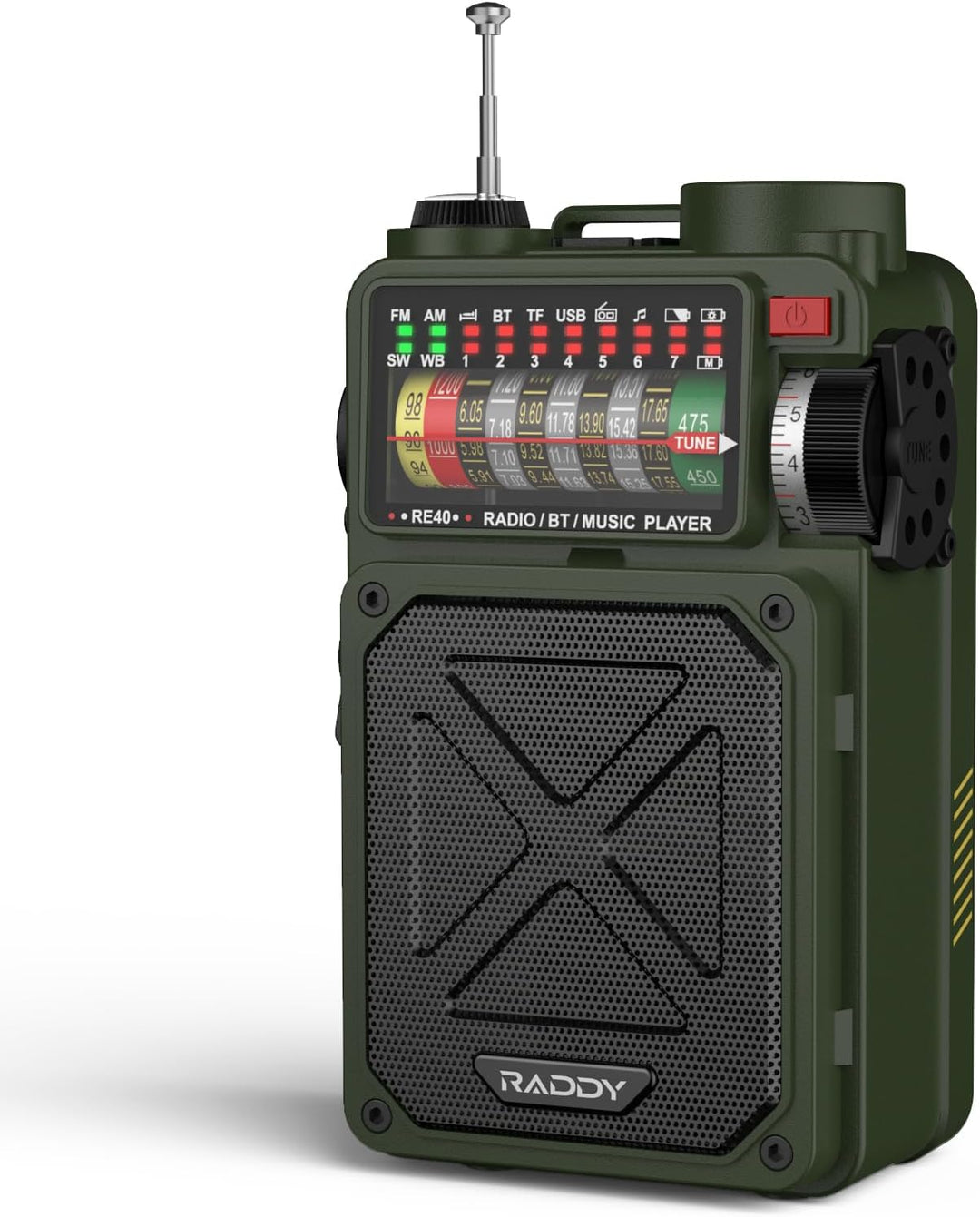 Raddy RE40 Kurzwellenradio FM-AM-SW Empfänger, 4000mAh Retro Radio Batteriebetrieben BT Lautsprecher