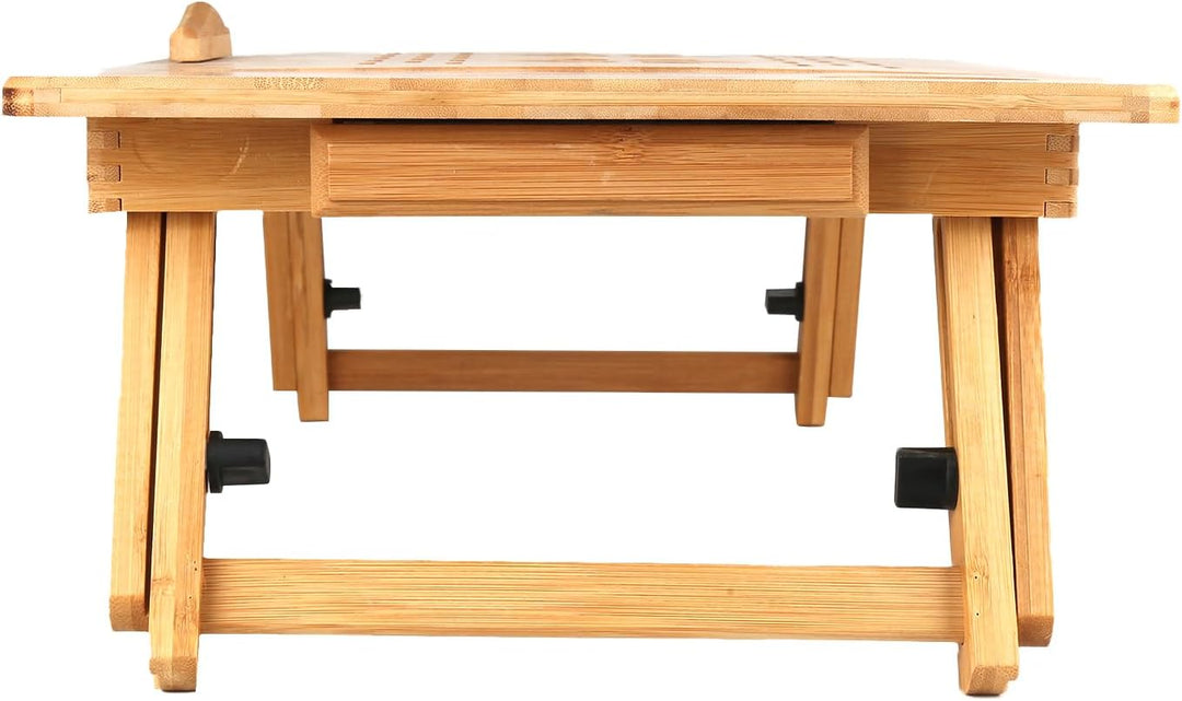 LANTUS Laptoptisch XL, Bambus, ideale Höhenverstellung, Neigungen, Schublade, Natur, 66 x 30 x 35 cm