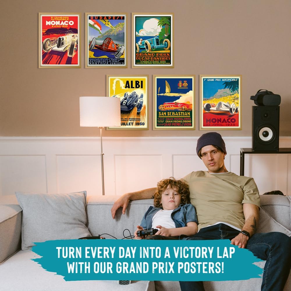 WallBUddy Set of 6 Car Racing Grand Prix Posters F1 Poster Formula 1 poster Car racing Print Motor R