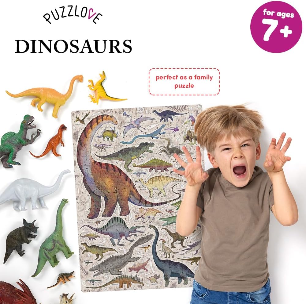 Puzzlove Dinosaurs 200 Teile Lernpuzzle für Kinder 7+, Bodenpuzzle Dinosaurier Dinosaurier (200 Stüc