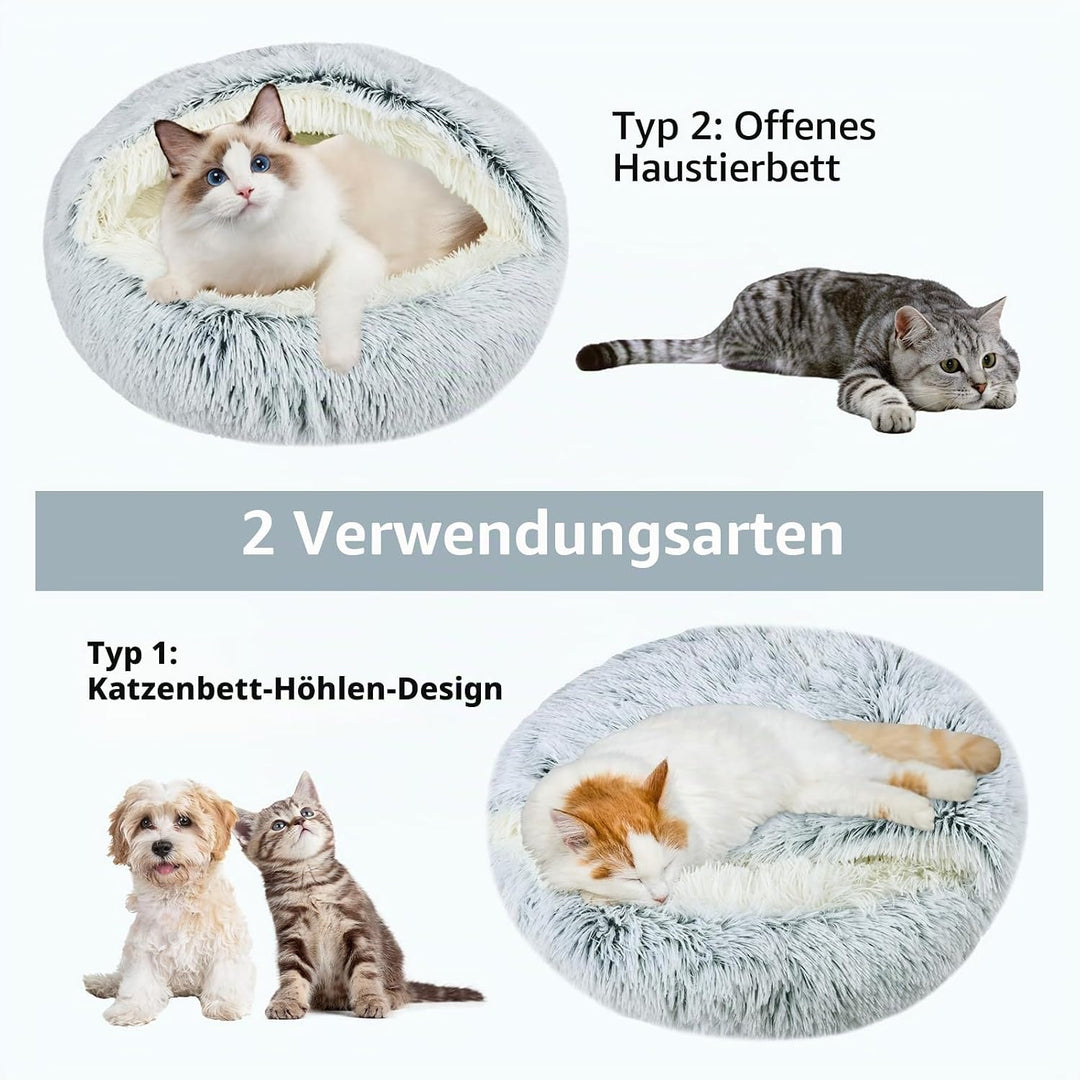 Katzenbett, Katzennest, Haustierbett Tierbett, Kleine Hundebett Waschbarer Flauschiges Rund Weich Ka