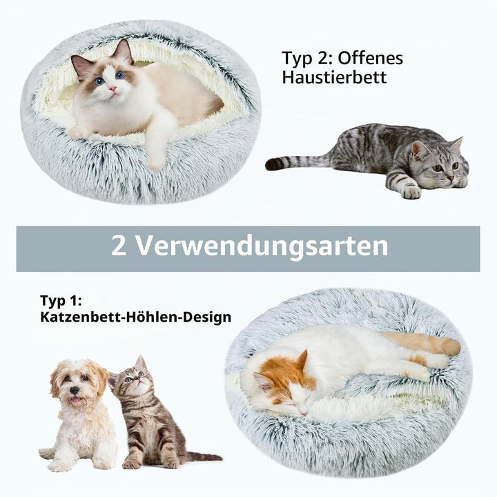Katzenbett, Katzennest, Haustierbett Tierbett, Kleine Hundebett Waschbarer Flauschiges Rund Weich Ka