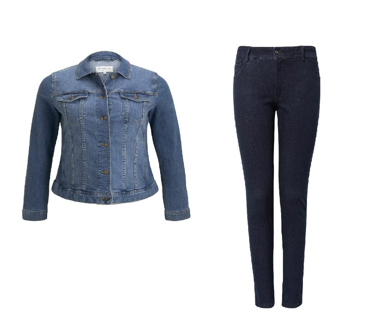 TOM TAILOR Damen Plussize Jeansjacke im Washed-Look 46 Blau/Blau, 46 Blau/Blau