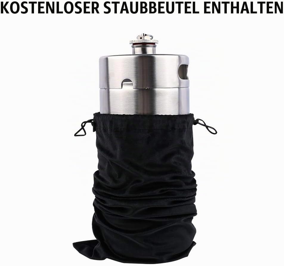 TMCRAFT 4 Liter Mini Growler Keg, tragbares Edelstahl-Bierfass mit sechskantem Spiraldeckel für Haus