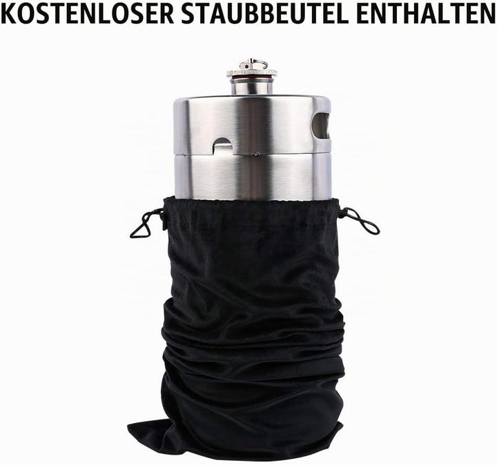 TMCRAFT 4 Liter Mini Growler Keg, tragbares Edelstahl-Bierfass mit sechskantem Spiraldeckel für Haus