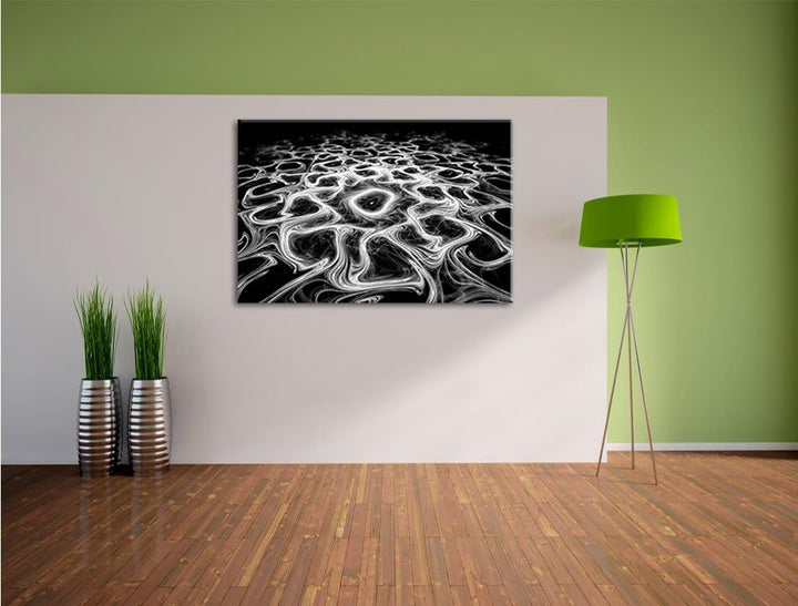 Pixxprint Lava Muster in der Nacht als Leinwandbild | Grösse: 100x70 | Wandbild| Kunstdruck | fertig