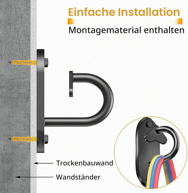 Fitness-Tau-Halterung 3 Stück, Wand &amp; Decken Anker Workout Wandhalterung, Widerstandsband-Wandanker,