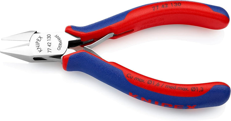 Knipex Elektronik-Seitenschneider mit Mehrkomponenten-Hüllen 130 mm 77 42 130 spitzer Kopf, ohne Fac