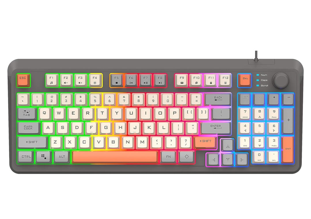 Kompakte Kabelgebundene Gaming Tastatur mit 94 Tasten Mechanisch 3 Farben Gemischte Tastenkappen Coo
