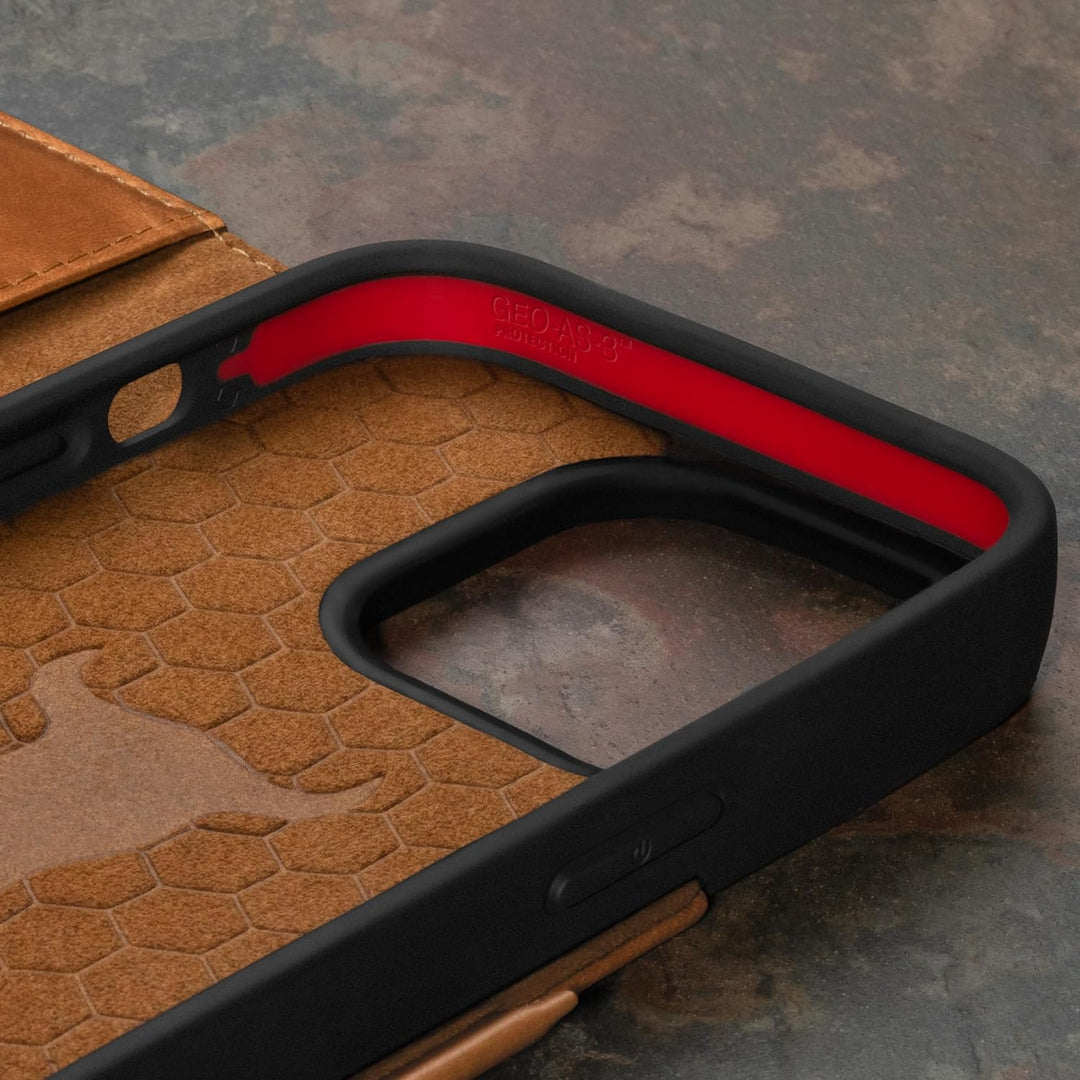 TORRO Hülle kompatibel mit iPhone 15 Pro Max – Premium Lederhülle mit Standfunktion und Kartenfächer