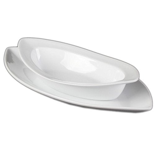 Holst Porzellan BAT 026 SET 2 Schale 26 cm Servierset 2-teilig Bateau Fahne, weiss, 35 x 17.5 x 6 cm