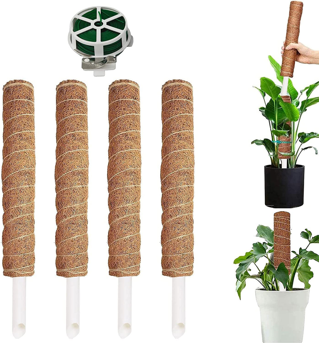 4 Stück Moosstab, 30cm Pflanzstab Kokos Moosstab, Monstera Rankhilfe, für Pflanzenklettern, Hausgart