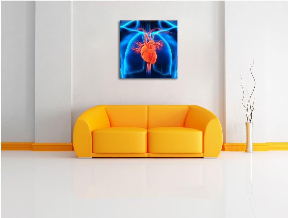Herz des Menschen, Format: 70x70 auf Leinwand, XXL riesige Bilder fertig gerahmt mit Keilrahmen, Kun