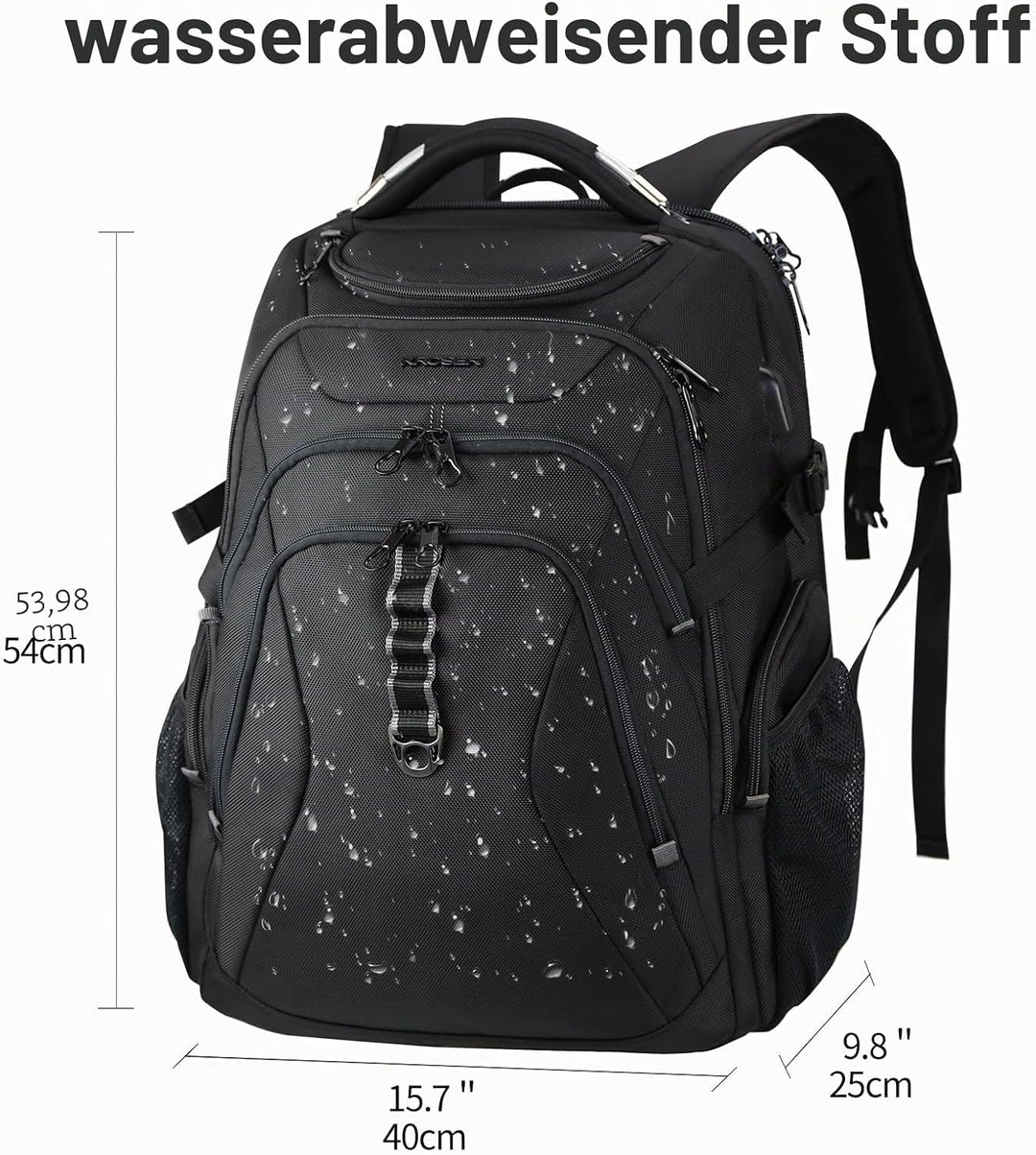 KROSER Laptop Rucksack Herren 18.4 Zoll Reise XXL BusinessRucksack Schwerlast Wasserdicht mit Hartge