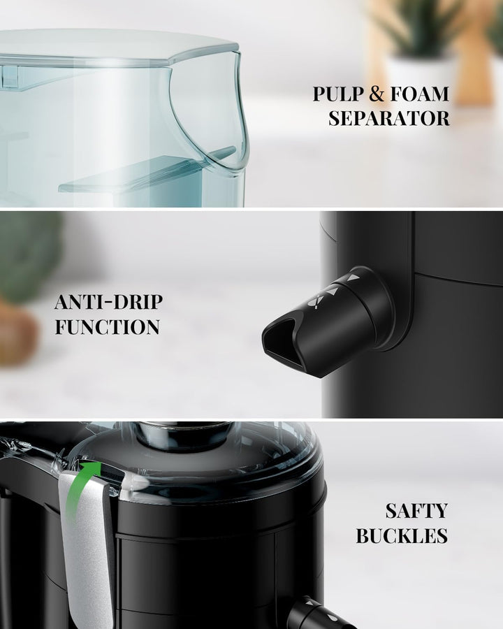 GDOR Entsafter 600W Juicer mit Grossem 65mm Einfüllschacht Hoher Ertrag Entsafter Gemüse und Obst mi