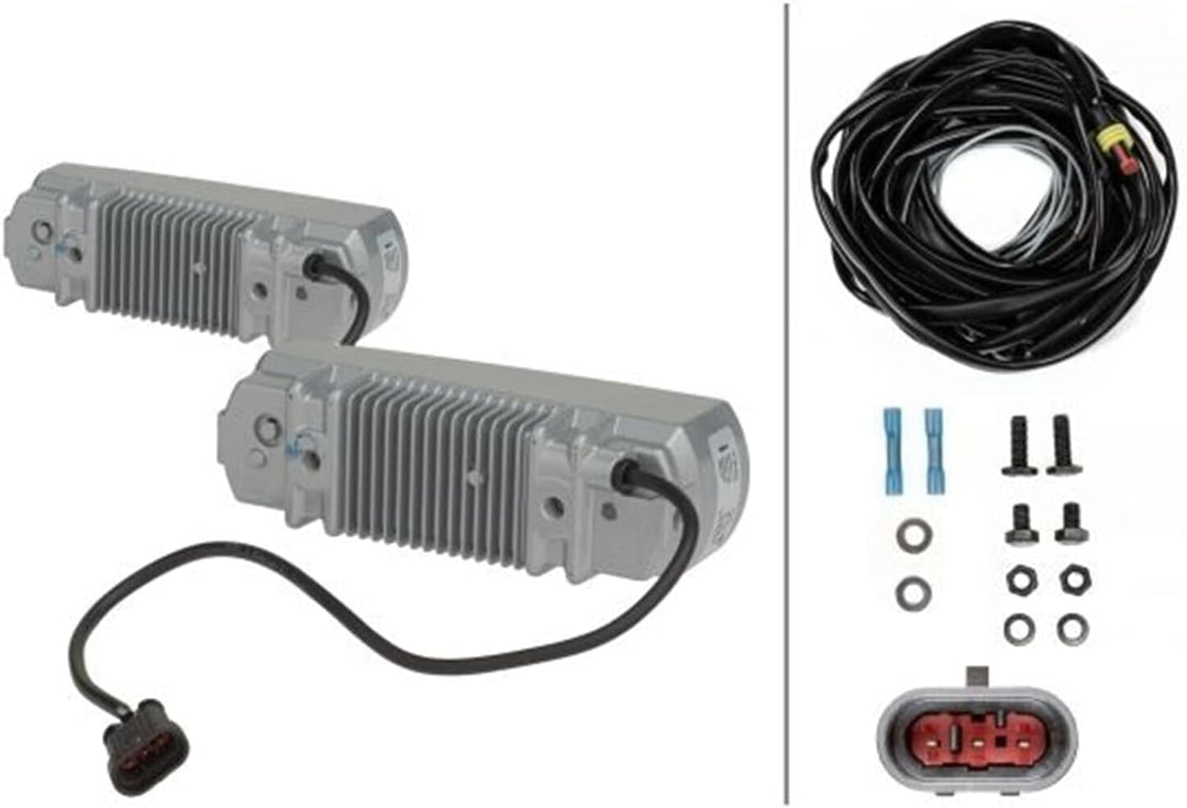 HELLA - LED-Tagfahrleuchtensatz - 24/12V - Anbau - Lichtscheibenfarbe: glasklar - Kabel: 1800mm - Fa