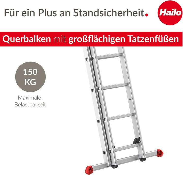 Hailo S80 ProfiStep Duo Alu-Schiebeleiter - 2 x 12 Sprossen belastbar bis 150 kg - Rastsystem mit An