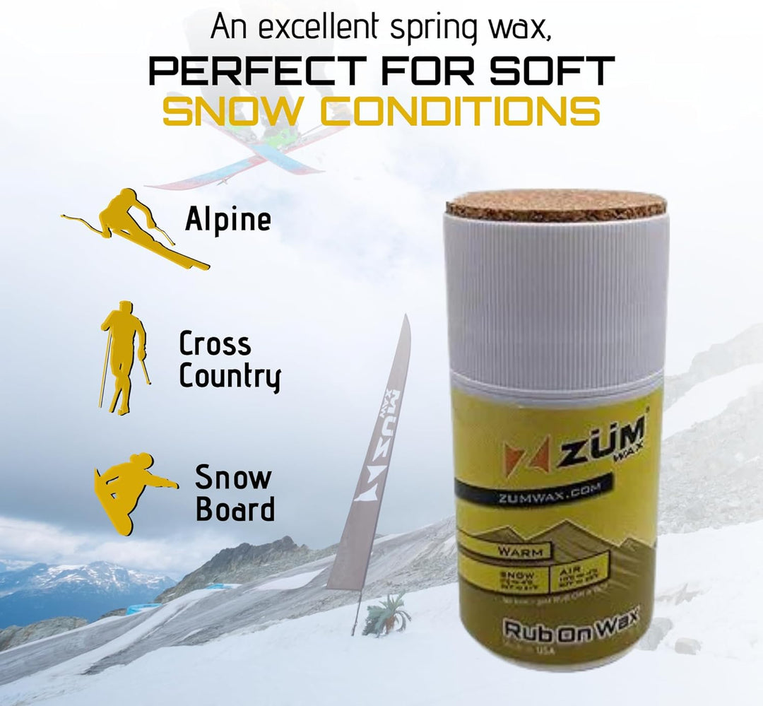 ZUMWax RUB ON WAX Ski/Snowboard - WARM Temperature - 70 gram - INCREDIBLY FAST!!! Excellent spring w