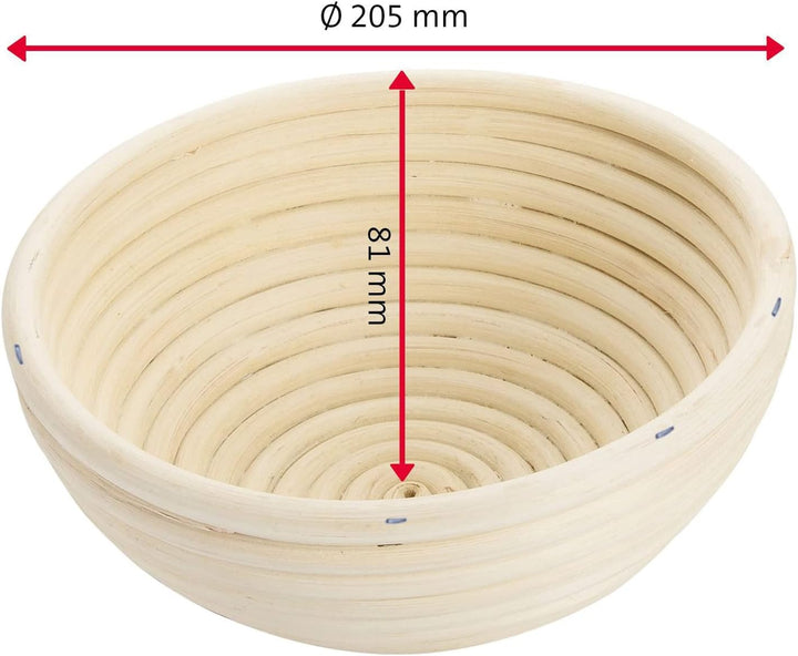 Westmark Gärköbchen-Set, 2tlg., Gärkörbchen rund + Bezug, Peddigrohr/Baumwolle, Hellbeige/Beige, 320