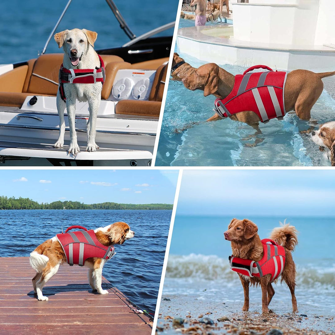 Kuoser Schwimmweste Hund, Hundeschwimmweste mit Griff &amp; D-Ring, Rot XS | Schwimmweste für Hunde, Her