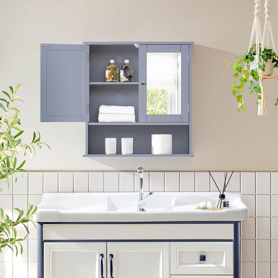 Yaheetech Spiegelschrank, Badschrank, Hängeschrank mit Spiegeltür, Badezimmerspiegel Wandschrank mit
