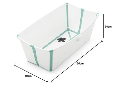 Stokke Flexi Bath Bundle, White Aqua – Faltbare Babywanne + Newborn Support – Robust & einfach zu ve