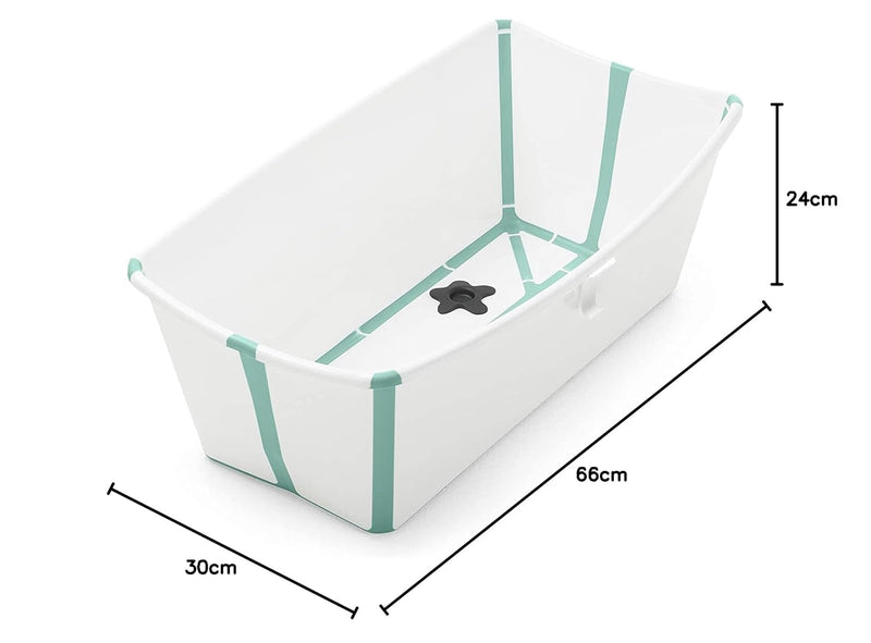 Stokke Flexi Bath Bundle, White Aqua – Faltbare Babywanne + Newborn Support – Robust & einfach zu ve