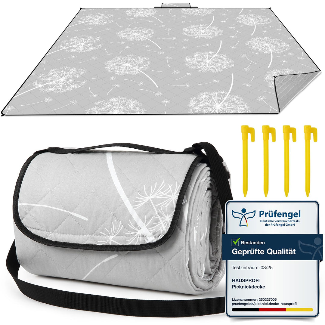 HAUSPROFI Picknickdecke, Wasserdicht XXL Stranddecke, Strandmatte, Picnic Blanket, Campingdecke mit