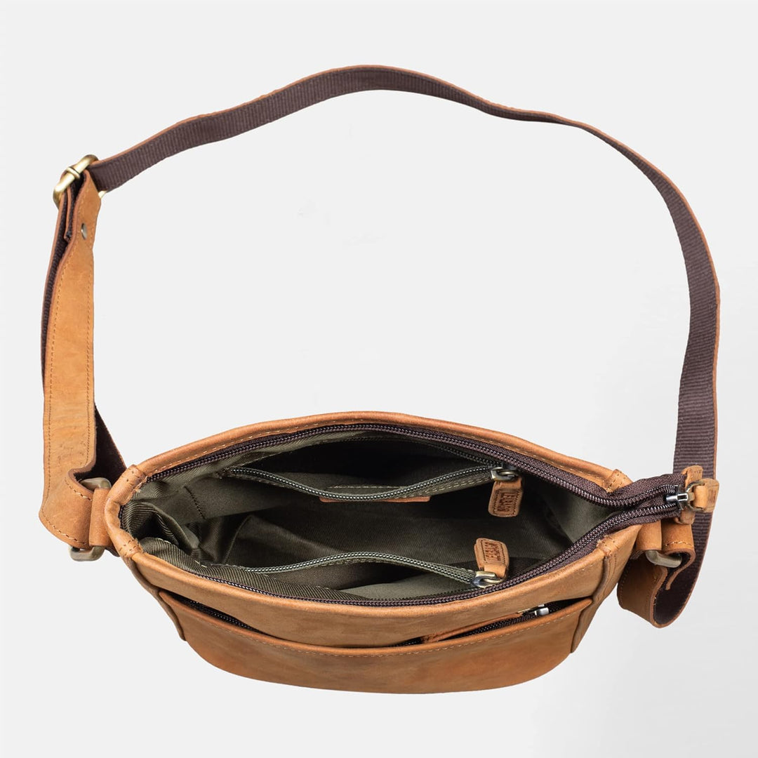 LEABAGS Leder Handtasche Damen I Premium Echtleder Umhängetasche I Schultertasche I Damentasche I Tr
