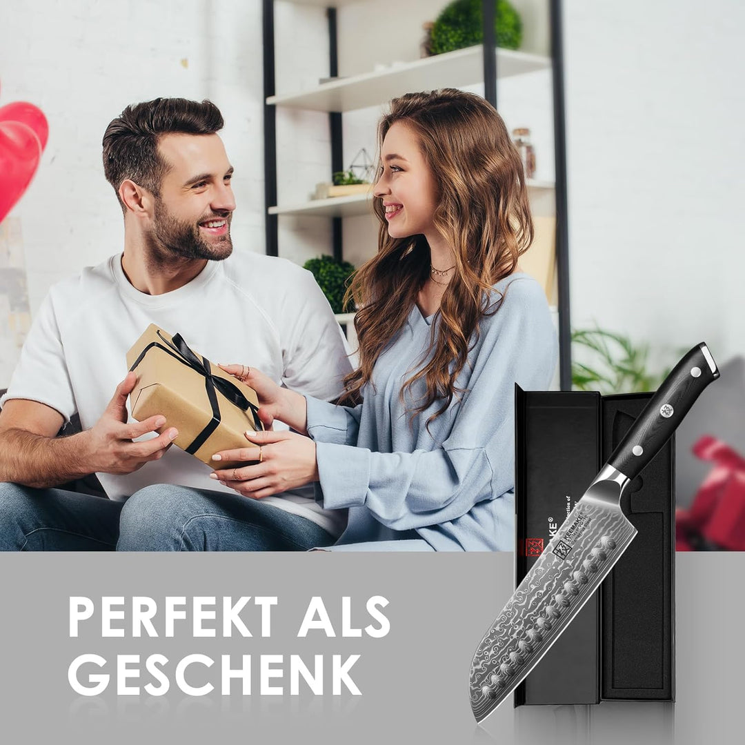 KEEMAKE Santoku Messer Kochmesser Küchenmesser - 7 Zoll Küchenmesser 17,8cm Santokumesser Allzweckme