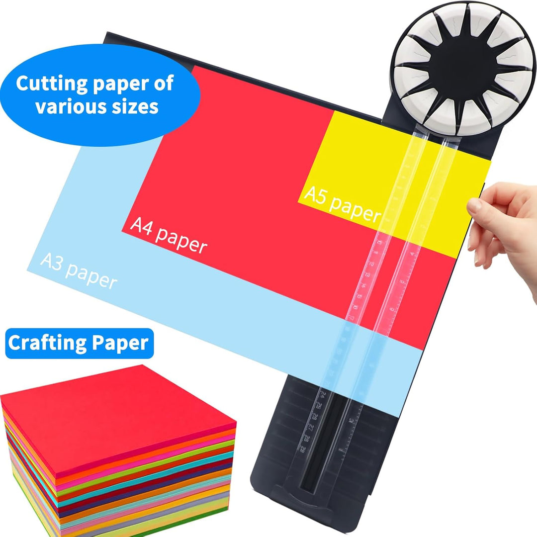 Kantenschneider für Papierarbeiten,12-in-1Schneidemaschine Papier Mit Schnittlinienführung Und Seite