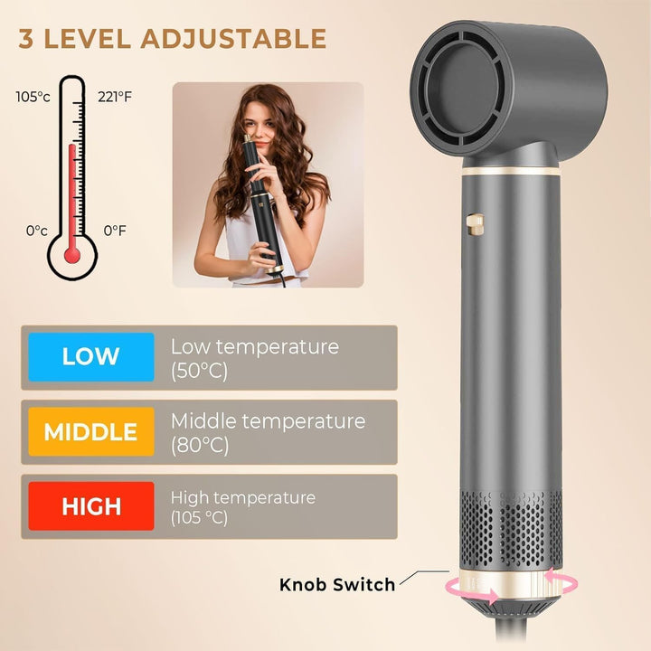 5 in 1 Hair Dryer Brush Hot Air Curling Brush Negative Ion Air Styler