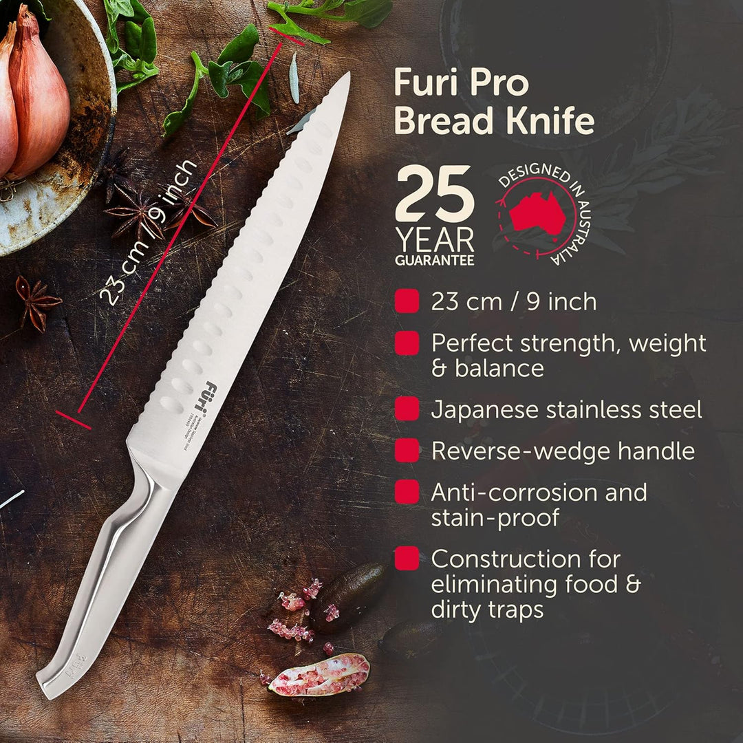 FURI Pro Brotmesser, aus rostfreiem japanischem Edelstahl, langes Sägemesser mit Wellenschliff zum l