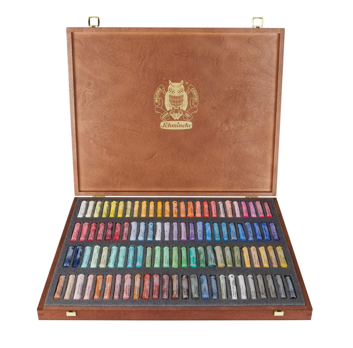 Schmincke – Pastell, Set mit 100 Farben, 77 100 097, Holzkasten mit 100 Pastellstiften, handgefertig
