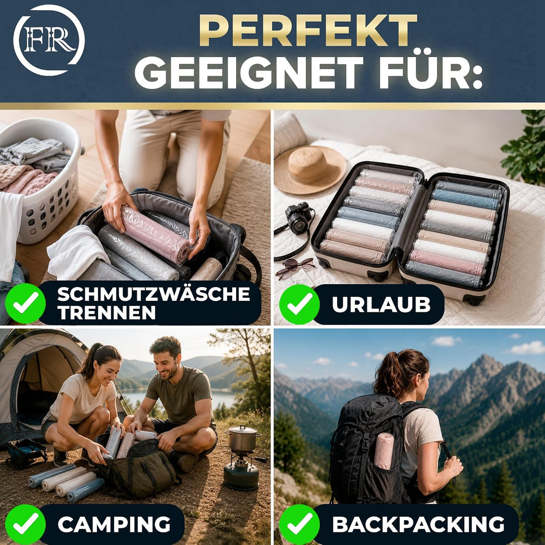 FiRiO Vakuumbeutel Reise zum Rollen I 8 STÜCK I Grösse M: 60x40cm I Vakuumbeutel für Kleidung Reise