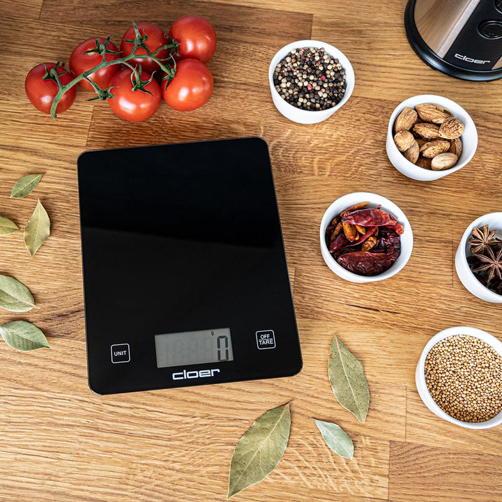 Cloer 6870 Digitale Küchenwaage für bis zu 10 kg, Zuwiegefunktion, Gewichtsmessung in 1g Schritten,