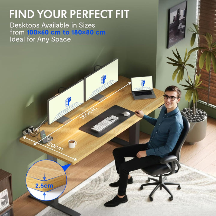 FLEXISPOT stabile Tischplatte 180x80 cm 2,5 cm stark - DIY Schreibtischplatte Bürotischplatte Spanho