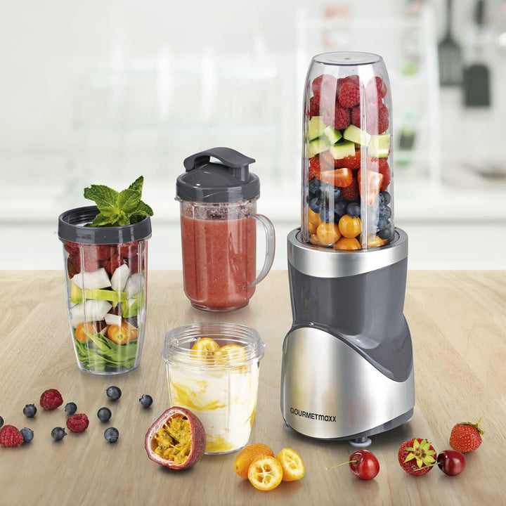 GOURMETmaxx Smoothie Maker 12-tlg | Mixen, Rühren, Zerkleinern, Mahlen, Hacken, Schlagen, Pürieren |
