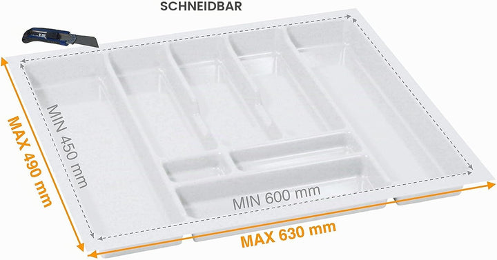 Alusfera Besteckkasten für Schubladen 70cm - Besteckeinsatz - Praktisch Schubladen Ordnungssystem -