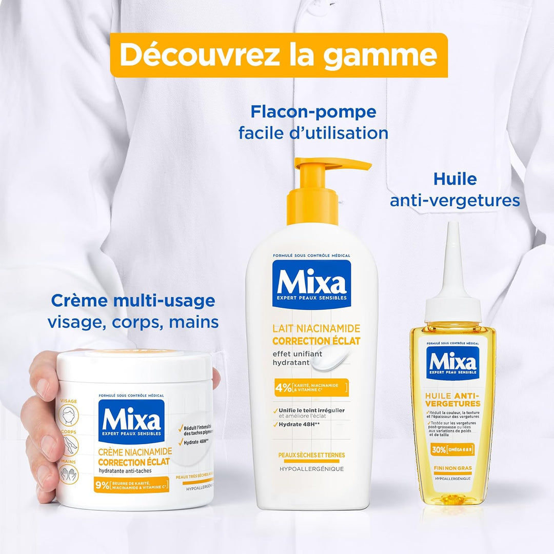 Mixa - Körperöl gegen Dehnungsstreifen - 30% Omega-6 & 9 - Reduziert Farbe, Textur und Dicke von Deh