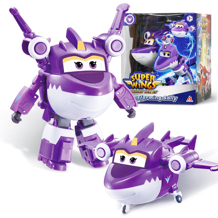 Super Wings Transformable Spielzeug Sally, 2 in 1 Action Figur, 12,7 cm grosses Flugzeug-Roboter, Tr