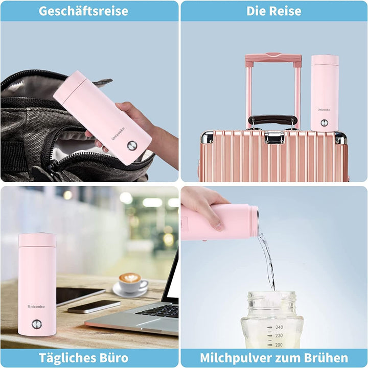 Tragbarer Mini-Heizbecher,400ml Tragbarer Elektrischer Wasserkocher,220V Reise-Elektrisch-Wasserkoch