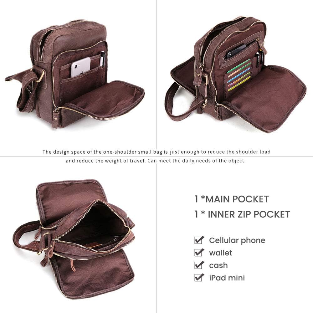 BAIGIO Umhängetasche Herren Leder Schultertasche Vintage Herrentasche Messenger Bag mit Schultergurt