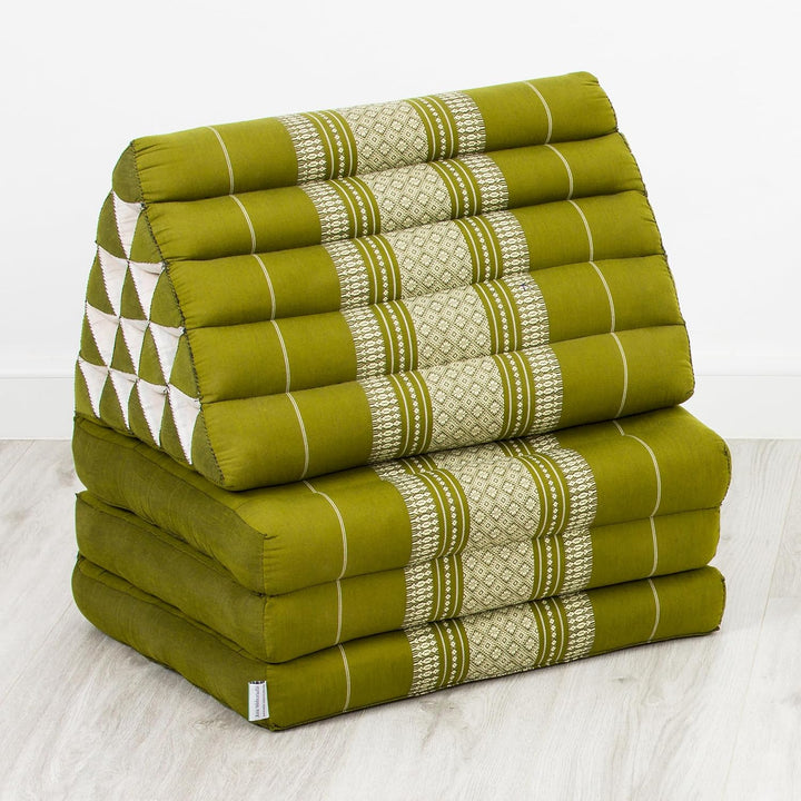 livasia Thaikissen 3 Auflagen extrahoch - 185x55x8cm - Dreieckskissen mit Klappmatratze, Kapok, Jumb