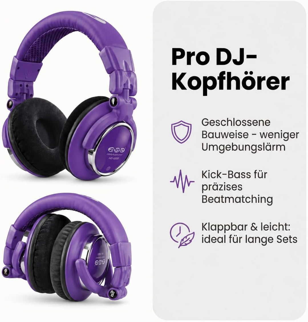 Zomo HD-1200 Professioneller Stereo-Kopfhörer (110dB, 3m) Toxic Purple