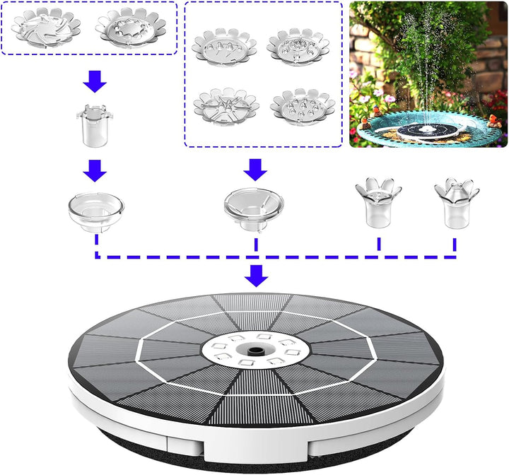 AISITIN 3.5W LED Solar Springbrunnen für Aussen mit Fernbedienung, 2025 Buntes LED Solar Teichpumpe
